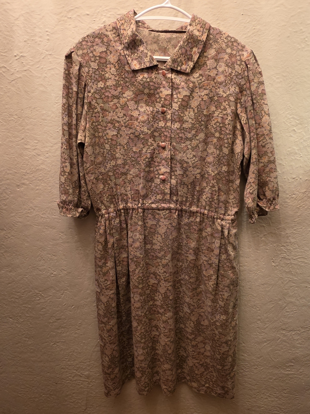 Vintage Cottagecore Floral Shirt Dress Prairie Grannycore Size L